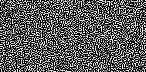 Abstract Turing organic wallpaper with background. Turing reaction diffusion monochrome seamless pattern with chaotic motion. Natural seamless line pattern.	
