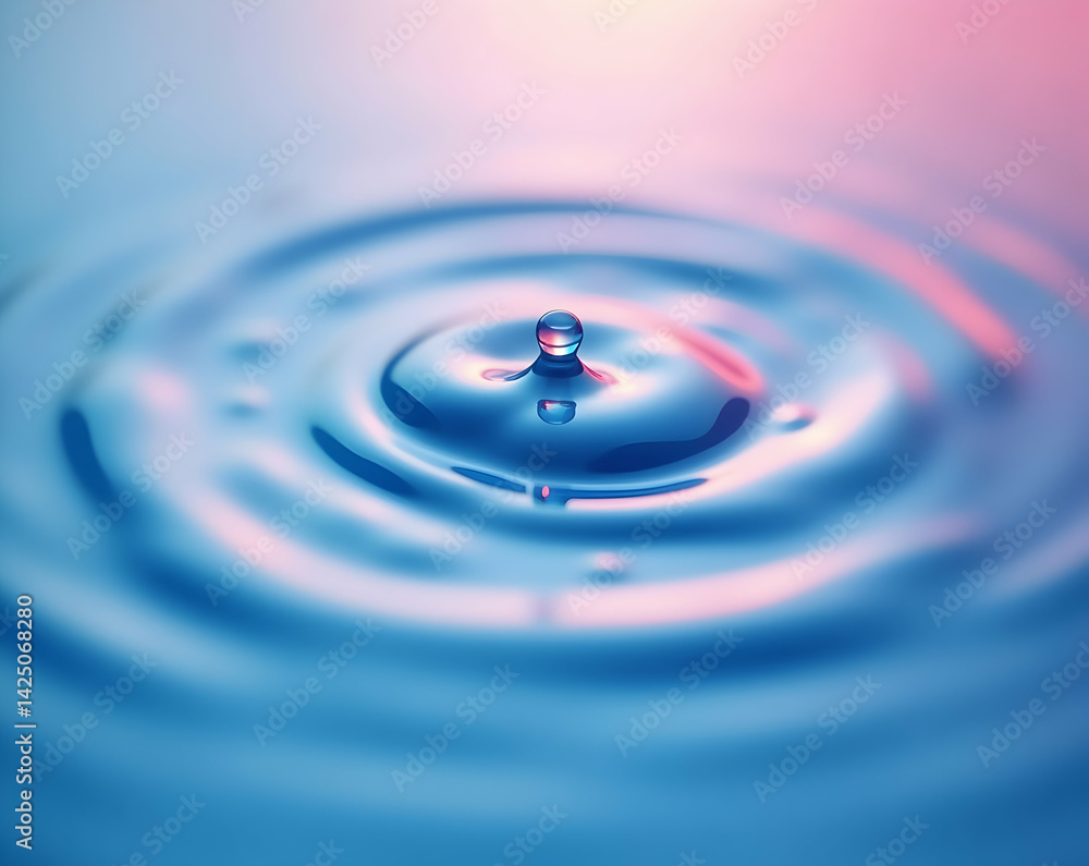 Poster captivating macro shot showcasing the mesmerizing dance of a single liquid droplet creating soft gra