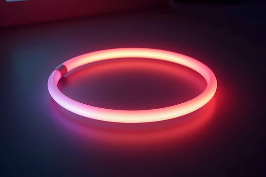 Captivating Neon Ring with Pulsating Light and Soft Glow, A Modern Abstract Design for Creative Projects and Futuristic Visuals, Enhancing any Theme