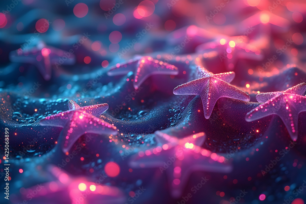 Aufkleber captivating psychedelic starscape, a mesmerizing liquid texture with embedded stars displaying a dre