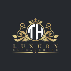 Luxury letter logo with crown initial monogram calligraphic.