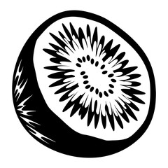 Abstract Kiwi Slice Illustration in Black and White Minimalist Style