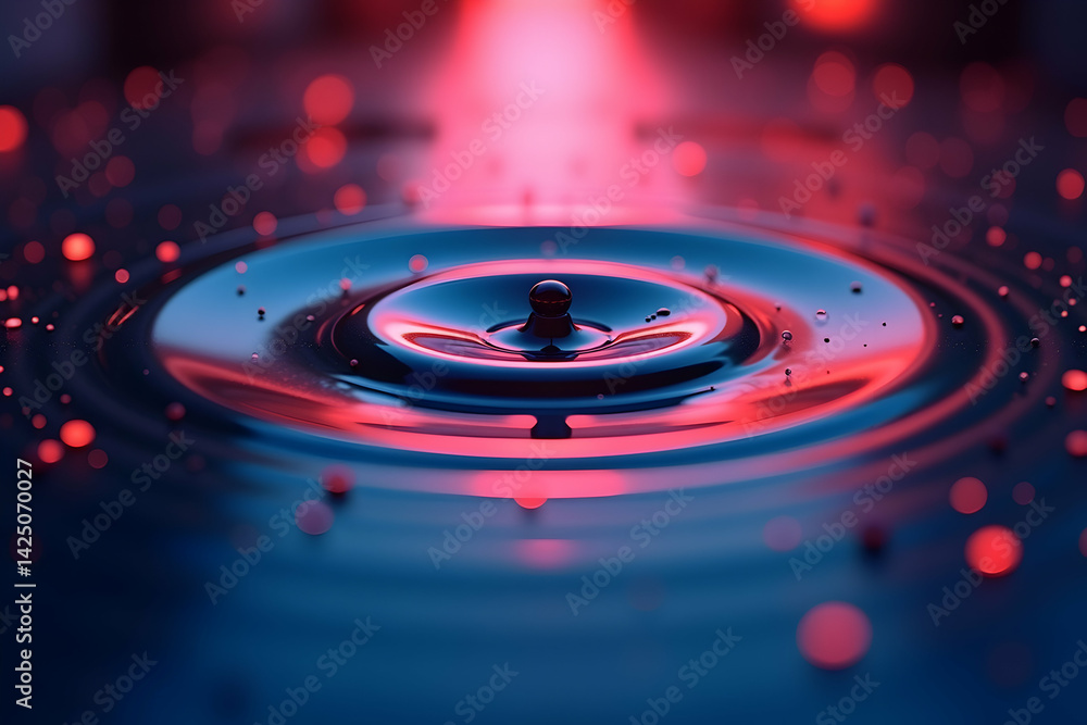 Aufkleber captivating visuals showcase water droplets causing mesmerizing ripple effects, illuminated by vibra