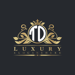 Luxury letter logo with crown initial monogram calligraphic.