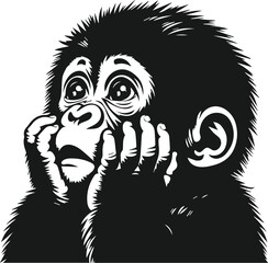 Baby gorilla vector silhouette