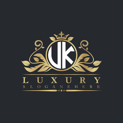Luxury letter logo with crown initial monogram calligraphic.