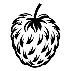 Stylized black and white drawing of a sugar apple or similar fruit