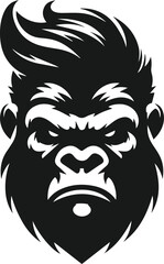 Baby gorilla vector silhouette