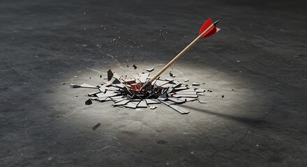 The arrow shot up through the concrete floor.Thinking Beyond the Box and Going Beyond Expectations,performance beyond expectations, 3d rendering