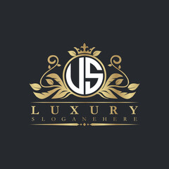 Luxury letter logo with crown initial monogram calligraphic.