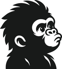 Baby gorilla vector silhouette