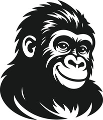 Baby gorilla vector silhouette