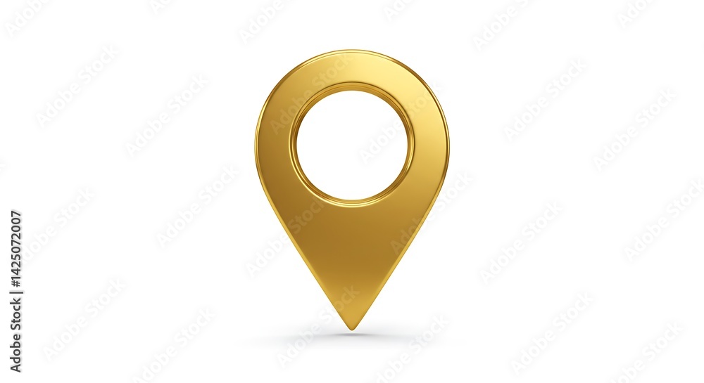 Fototapete golden map pointer isolated on white background. 3d rendering