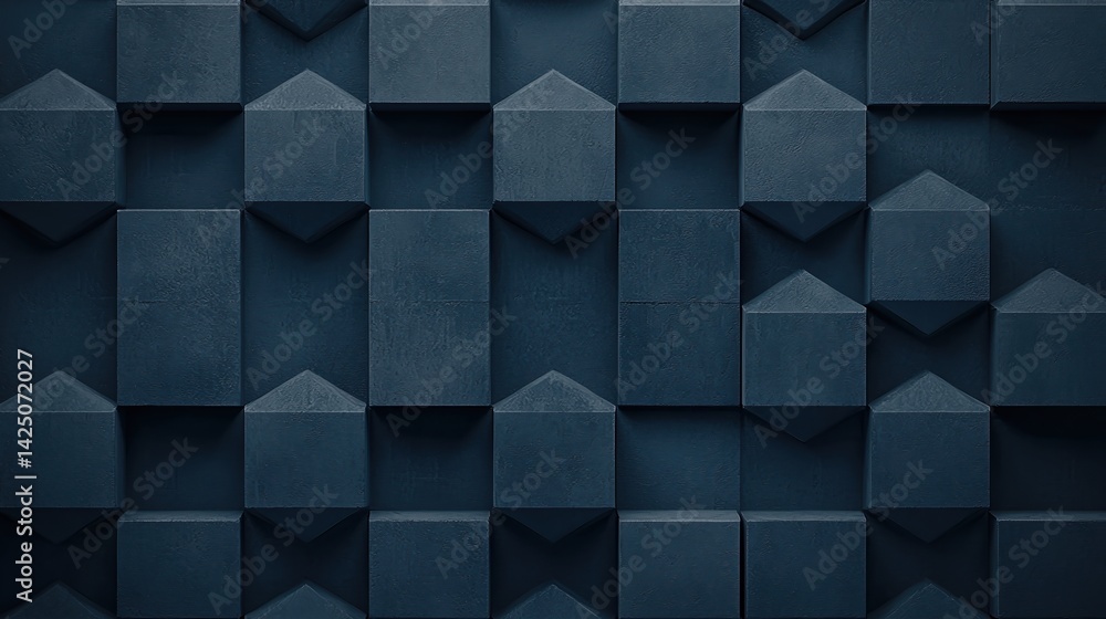 Poster a textured wall featuring a pattern of dark geometric shapes, creating a modern and minimalist aesth