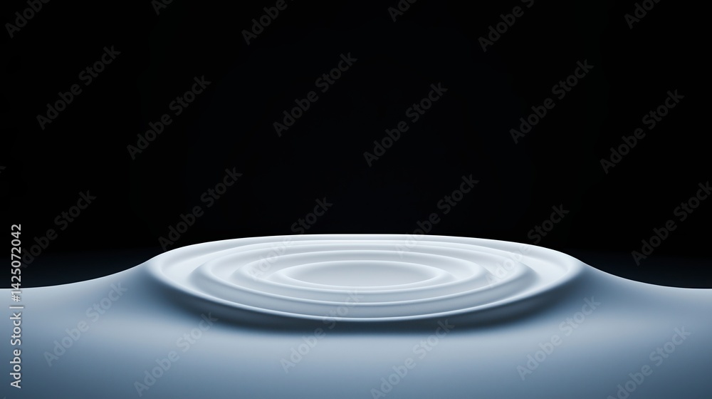 Poster a serene image of rippling water against a dark backdrop, showcasing smooth circular waves emanating