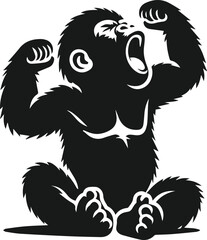 Baby gorilla vector silhouette