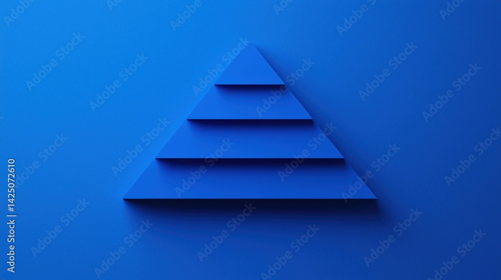 Poster a minimalist blue artwork featuring a layered triangular shape, exuding a sense of calm and simplici