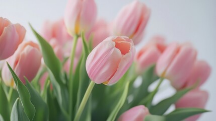 Obraz premium Delicate pink tulips in a bouquet