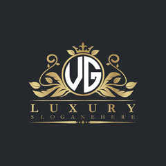 Luxury letter logo with crown initial monogram calligraphic.