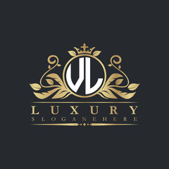 Luxury letter logo with crown initial monogram calligraphic.