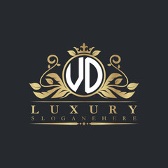 Luxury letter logo with crown initial monogram calligraphic.