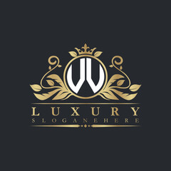 Luxury letter logo with crown initial monogram calligraphic.