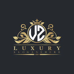 Luxury letter logo with crown initial monogram calligraphic.