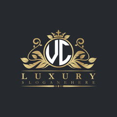 Luxury letter logo with crown initial monogram calligraphic.