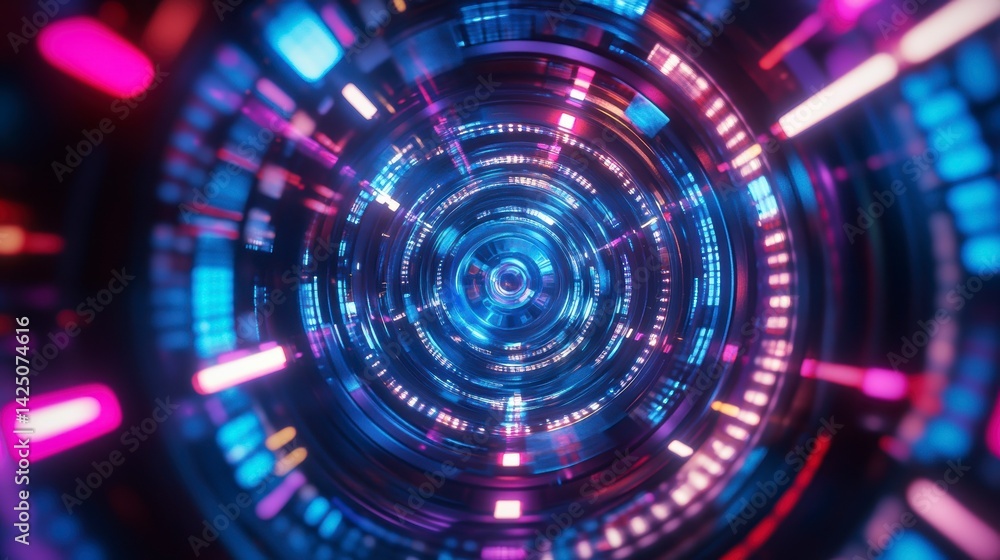 Aufkleber abstract colorful glowing circular tunnel.