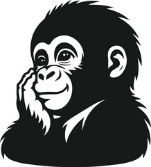Baby gorilla vector silhouette