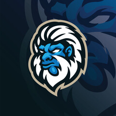 Yeti mascot logo design with modern illustration concept style for badge, emblem and t shirt printing. Yeti head illustration.