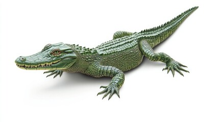 Naklejka premium Green alligator, detailed illustration