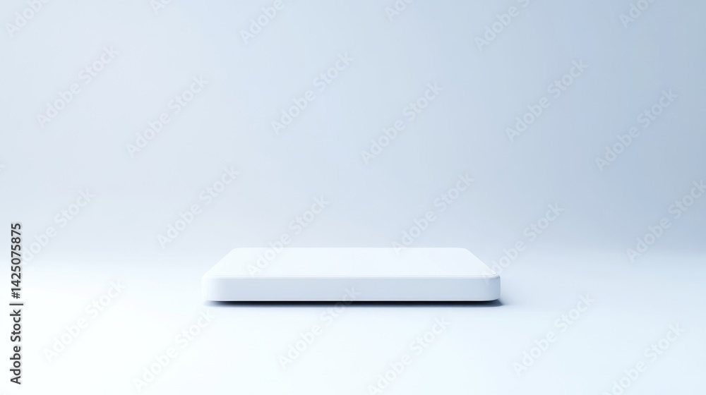 Poster white platform minimalist studio high-resolution even lighting front centered view smooth surface di