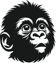 Baby gorilla vector silhouette