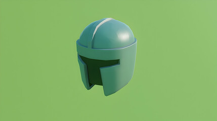 3D model of a light-gray helmet against a lime green background.  Possible use for game design or 3D modeling