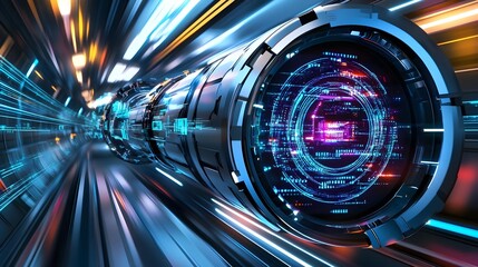 Futuristic Data Tunnel, Speed, Tech - Cyberpunk aesthetics