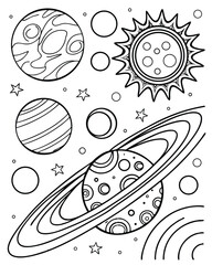 Planet Coloring Pages for Adults and Teens: Detailed Space Scenes Featuring the Solar System, Galaxies, and Cosmic Adventures for Relaxation and Creative Exploration