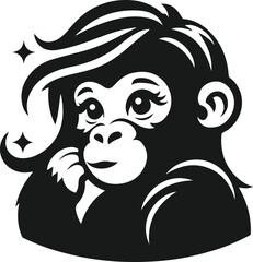 Baby gorilla vector silhouette