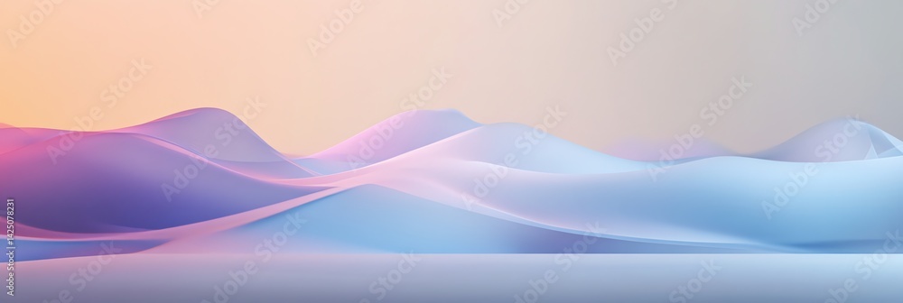 Poster abstract soft waves with gradient colors, digital art background image