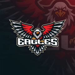 Eagle mascot logo design with modern illustration concept style for badge, emblem and t shirt printing. Eagle red illustration.