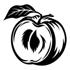 Elegant Black and White Peach Graphic with Leaf Detail for Print and Digital