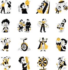 Set of Hand Drawn Amusement Park Art Illustrations   © Vectors Market