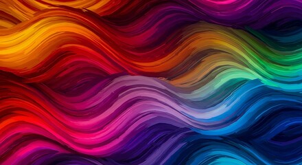 Obraz premium A colorful, wavy line of hair with a rainbow of colors