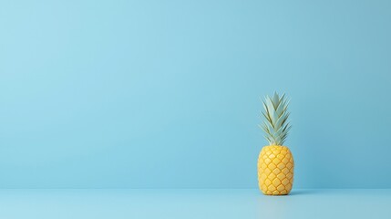 A vibrant yellow pineapple sits on a blue background, creating a fresh, modern aesthetic with minimalist appeal.