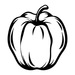 Stylized Pumpkin Illustration with Bold Black Outline and Classic Form