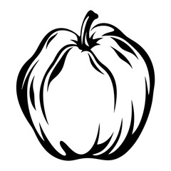 Simple black and white illustration of a stylized pumpkin for autumn