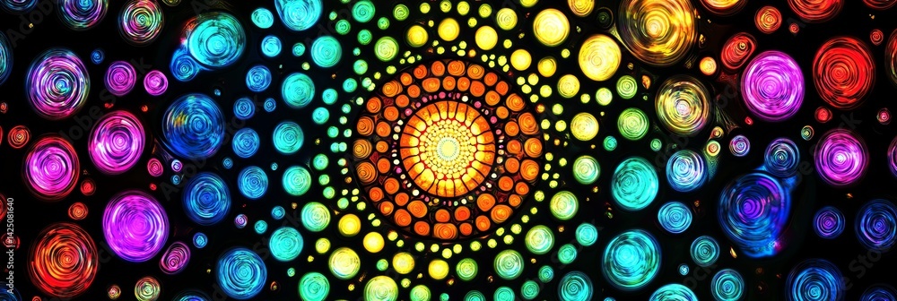 Poster abstract colorful circle pattern design with light and dark contrast