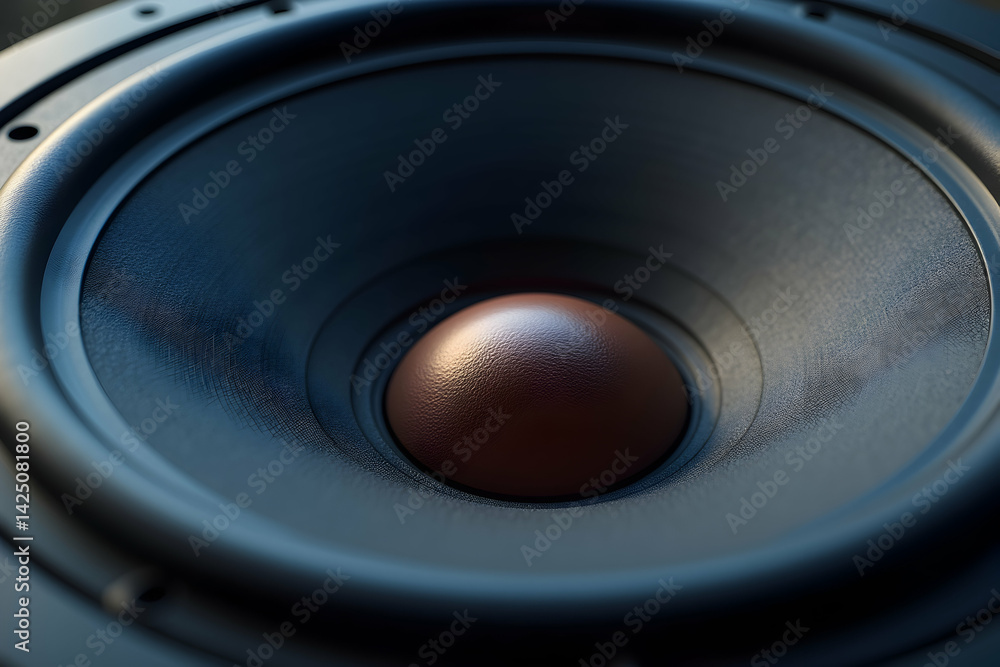 Poster detailed close up of a speaker cone capturing texture and form emphasizing sound technology with hig