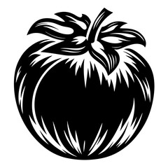 Stylized Silhouette of a Ripe Tomato with Leafy Crown Illustration