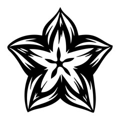 Abstract Five Pointed Star Motif Black and White Design Illustration